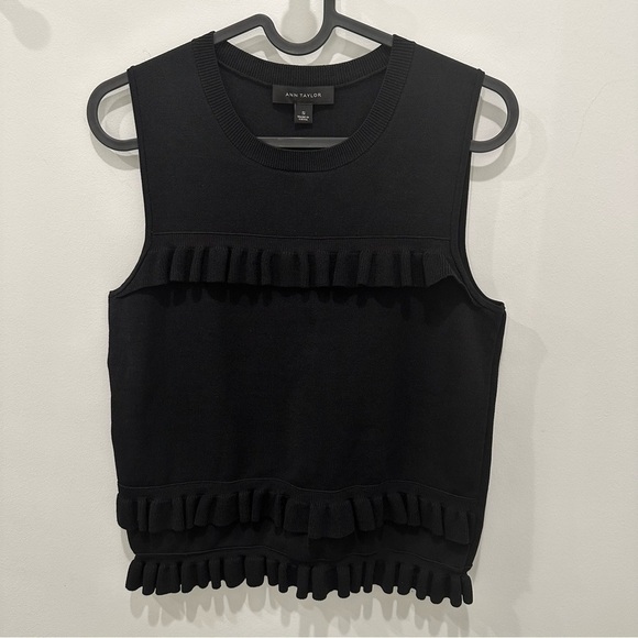 Ann Taylor Ruffle Knit Black Top - Picture 10 of 11
